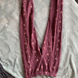 Red floral kids leggings